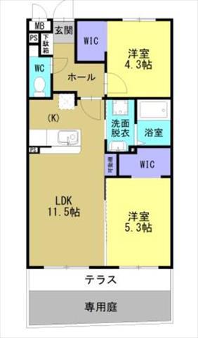 ARTH平松(2LDK/1階)の間取り写真
