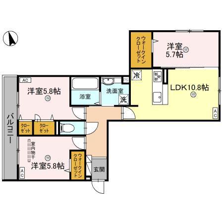パサログランデ綾之町(3LDK/3階)の間取り写真