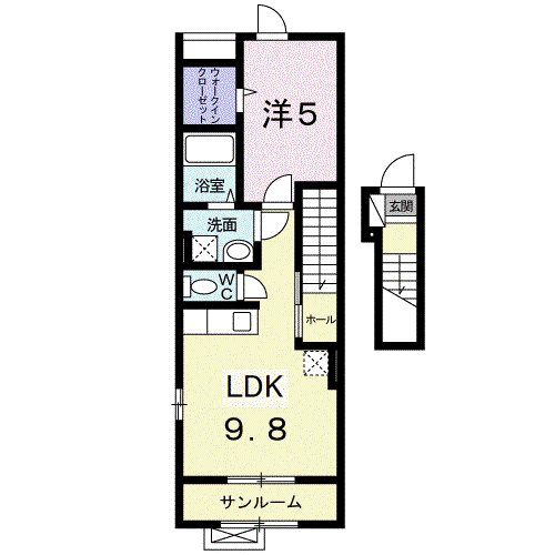 ビサイドオンユー参番館(1LDK/2階)の間取り写真