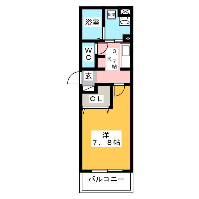 CASA白金(1K/1階)の間取り写真