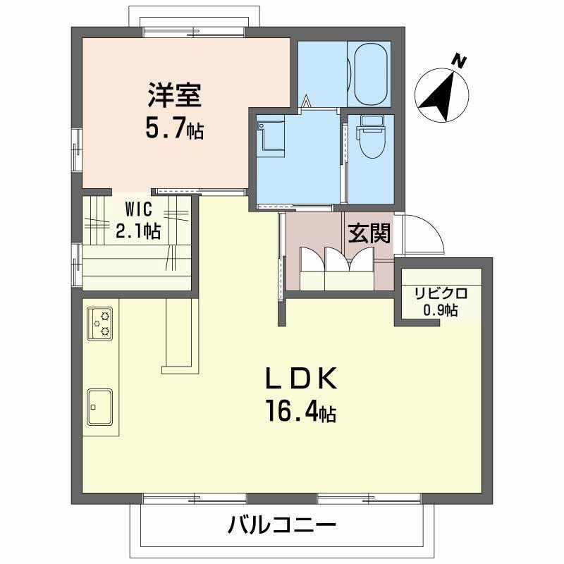 アメニティタウンE(1LDK/2階)の間取り写真