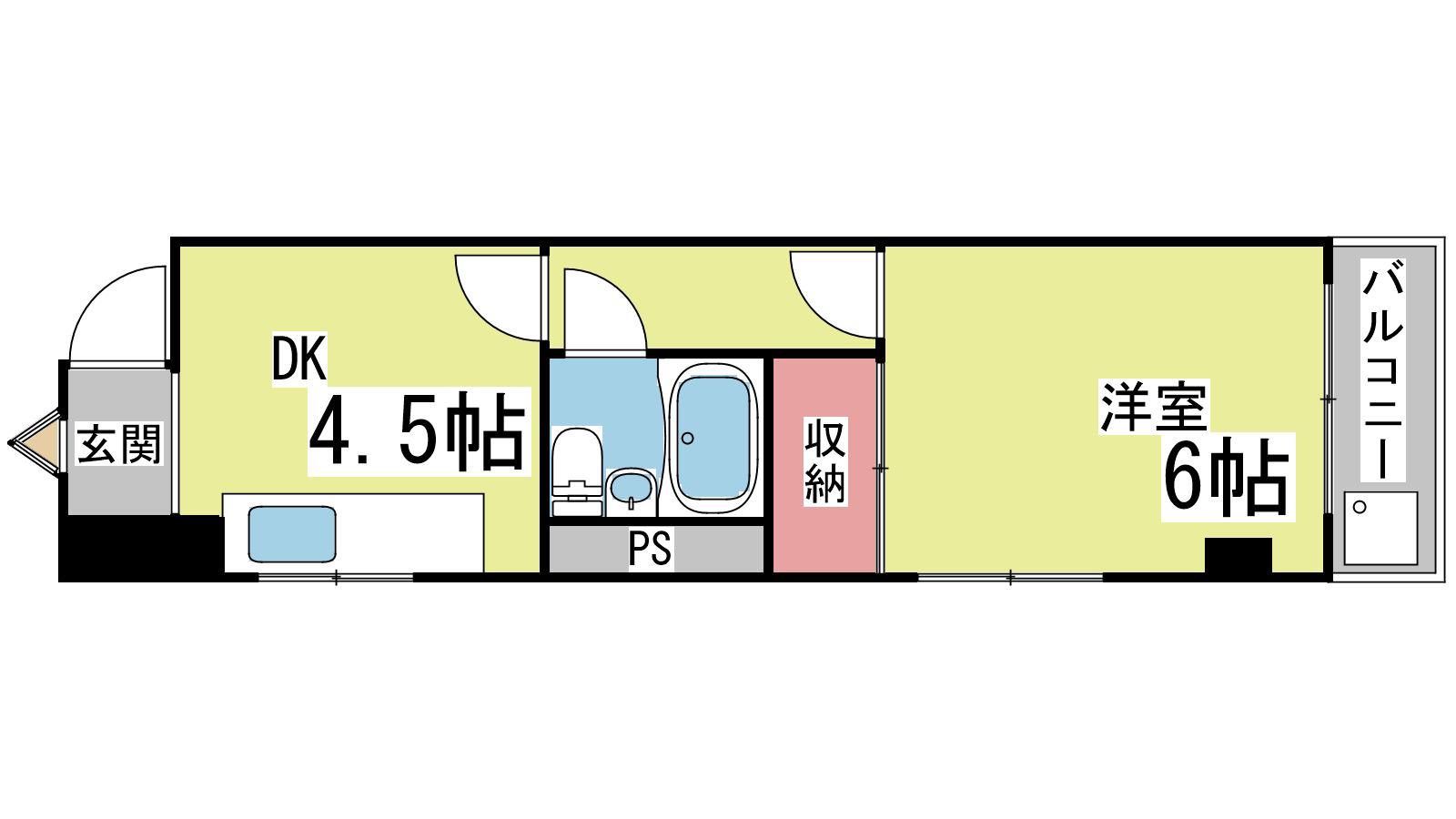 フレンドマンション(1DK/3階)の間取り写真