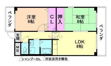 サンライズマンション(2LDK/1階)の間取り写真