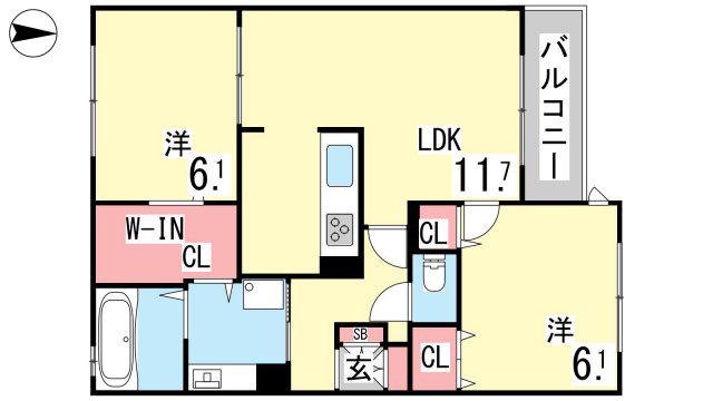 エルクラシコ(2LDK/3階)の間取り写真