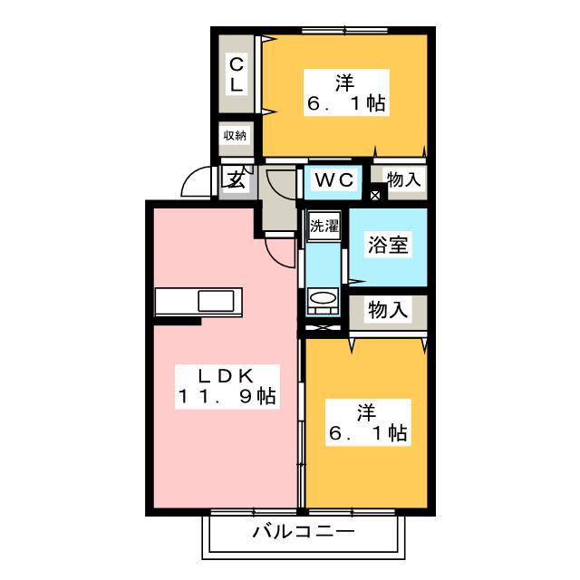 メゾン・ド・ラ・フェルテ(2LDK/2階)の間取り写真