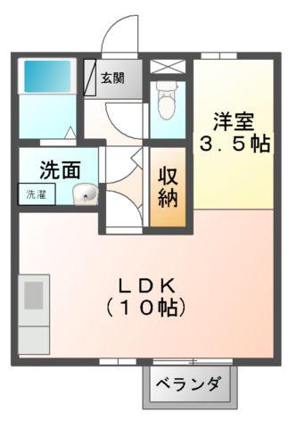 セジュール沢里I・II(1LDK/1階)の間取り写真