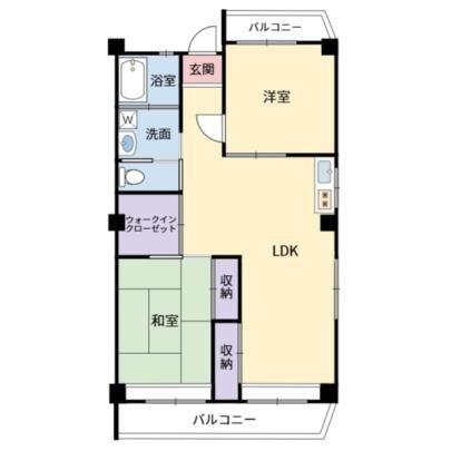 矢野ビル(2LDK/3階)の間取り写真