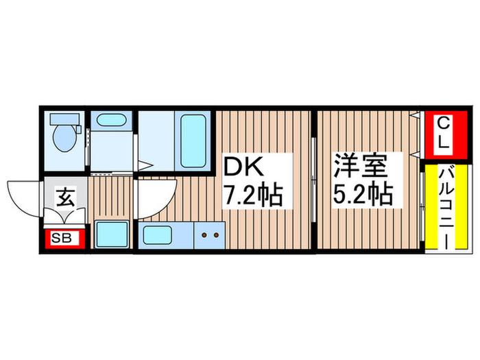 平井6丁目B棟 計画(1DK/2階)の間取り写真
