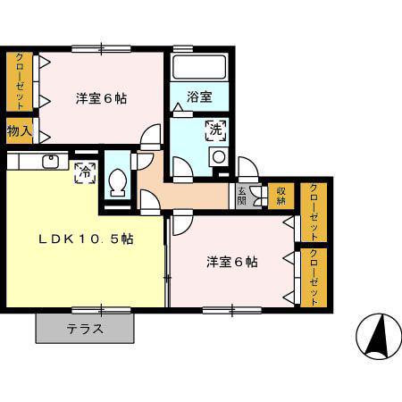 リヴェールコート(2LDK/1階)の間取り写真