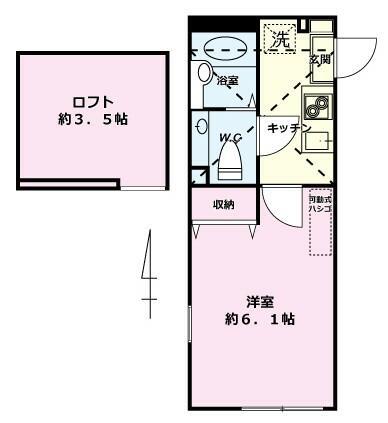 アザーレ・パッシオ栗谷D(1SK/2階)の間取り写真