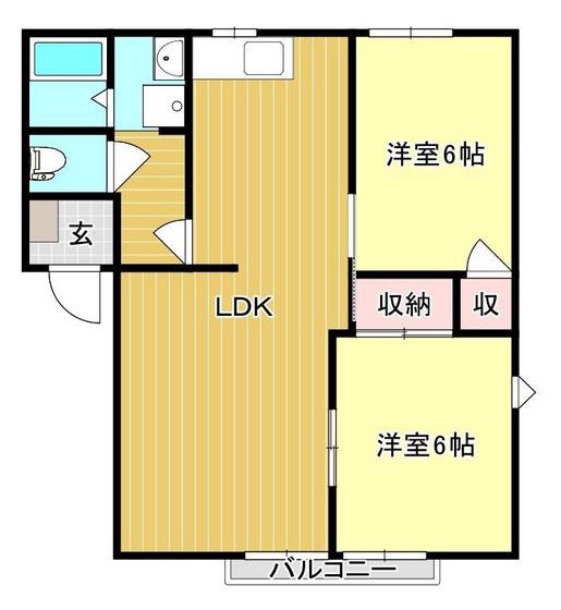 ハイネス平成I(2LDK/1階)の間取り写真