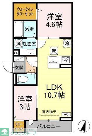 ルリアン西寺尾I(2LDK/1階)の間取り写真
