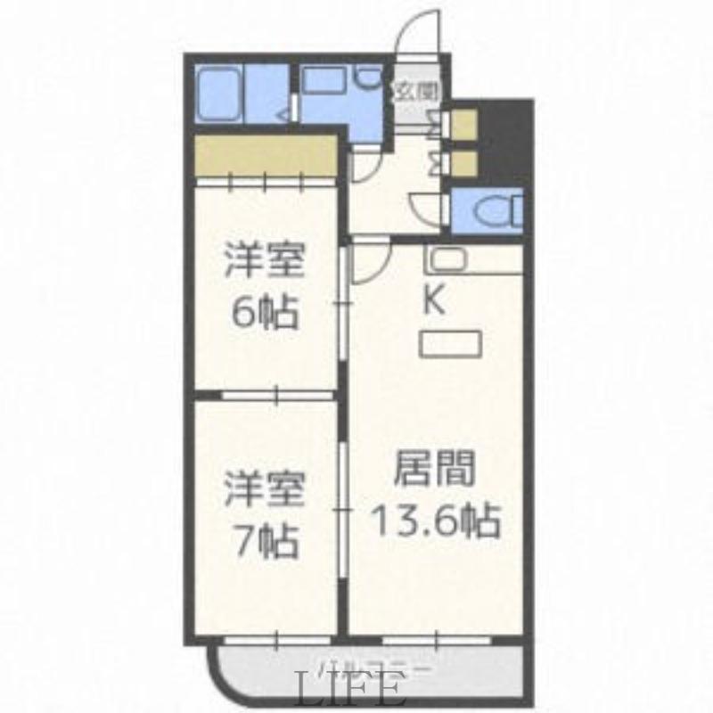 メープル月寒中央駅(2LDK/4階)の間取り写真
