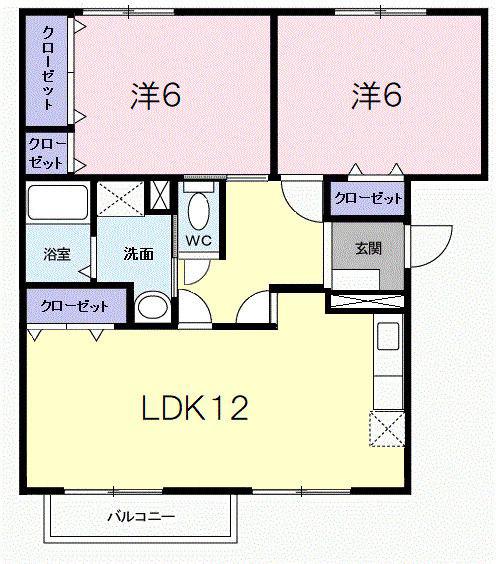 キャッスルニューエルI(2LDK/1階)の間取り写真