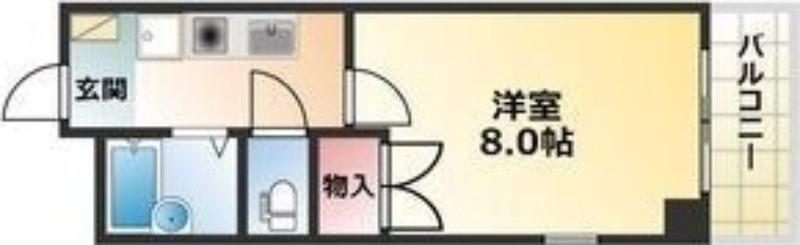サンシティ鈴和II(1K/3階)の間取り写真