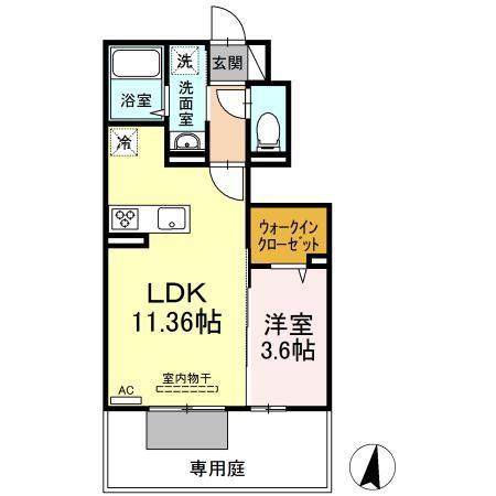 D-クレール シェソアII(1LDK/1階)の間取り写真