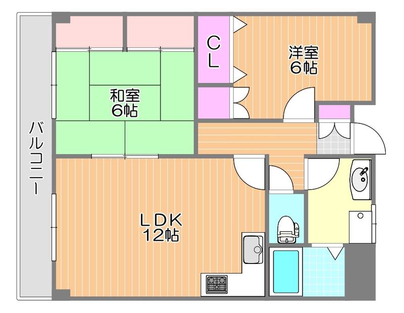 翔阿園マンション(2LDK/7階)の間取り写真