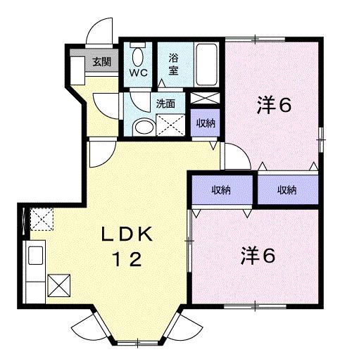 クレアール石田(2LDK/1階)の間取り写真