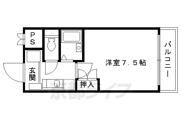 ジュネス三京(1K/4階)の間取り写真