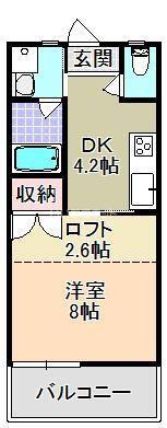 コスモス(1DK/1階)の間取り写真