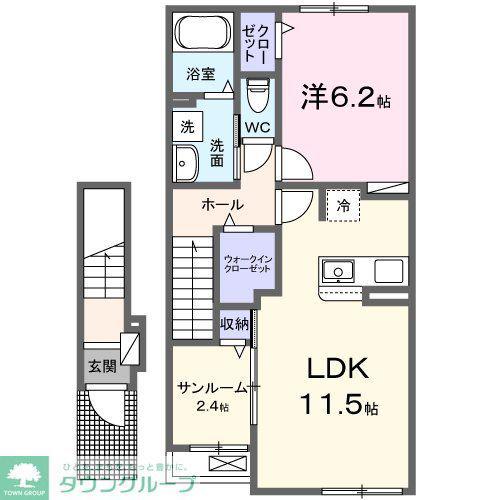 ベルグレイス(1LDK/2階)の間取り写真