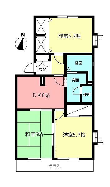 ガーデンコートC(3DK/1階)の間取り写真