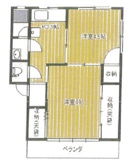 KIテックJマンション(2K/2階)の間取り写真