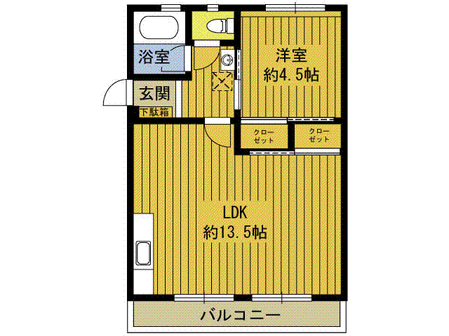 コーポ豊西(1LDK/3階)の間取り写真