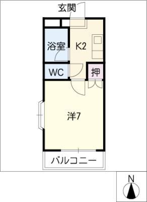 エルハイム(1K/2階)の間取り写真