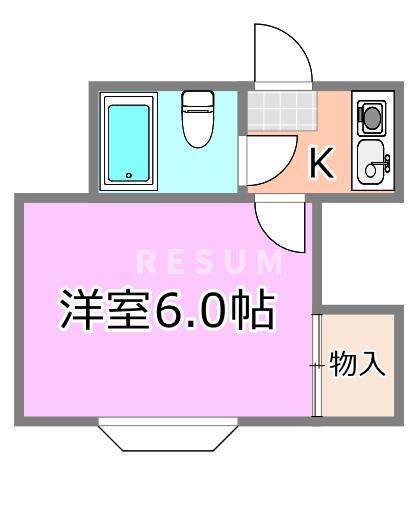 平和コーポ(ワンルーム/1階)の間取り写真