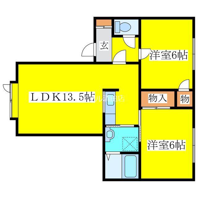 スカイブルー(2LDK/1階)の間取り写真