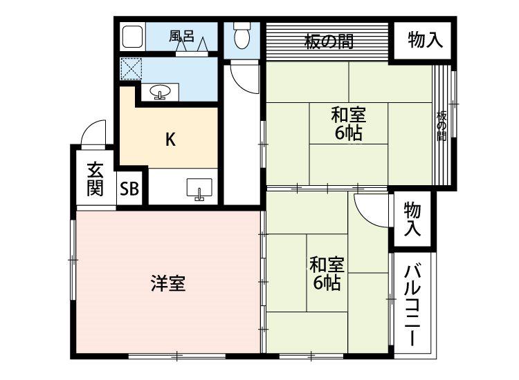 メゾン・田園(2LDK/2階)の間取り写真