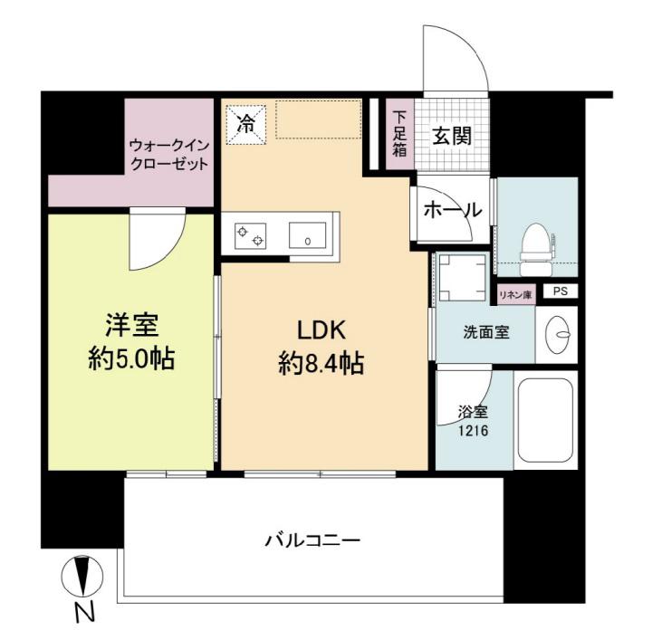 ブランシエスタ都島通(1LDK/5階)の間取り写真