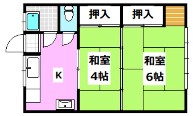 明香ビル(2K/3階)の間取り写真