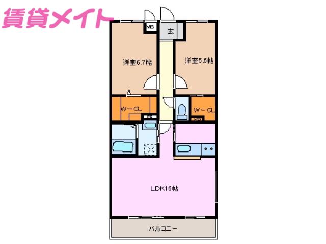 シールウインデN(2LDK/3階)の間取り写真