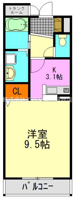 プライド(ワンルーム/4階)の間取り写真