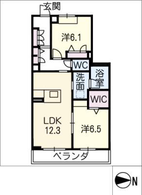 近鉄名古屋線 伏屋駅 徒歩15分 3階建 築3年(2LDK/2階)の間取り写真