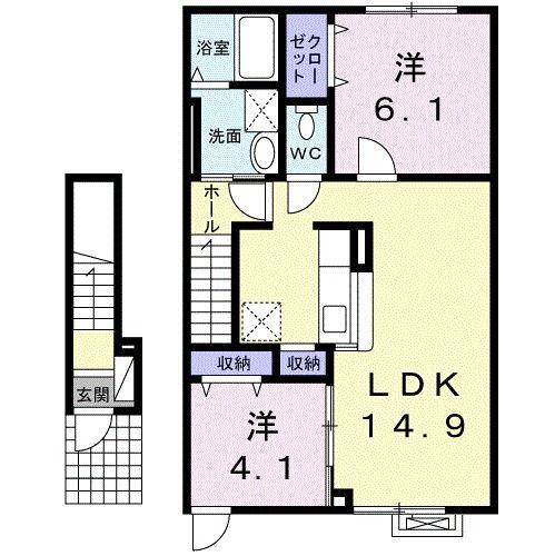 ベル モンターニュ(2LDK/2階)の間取り写真