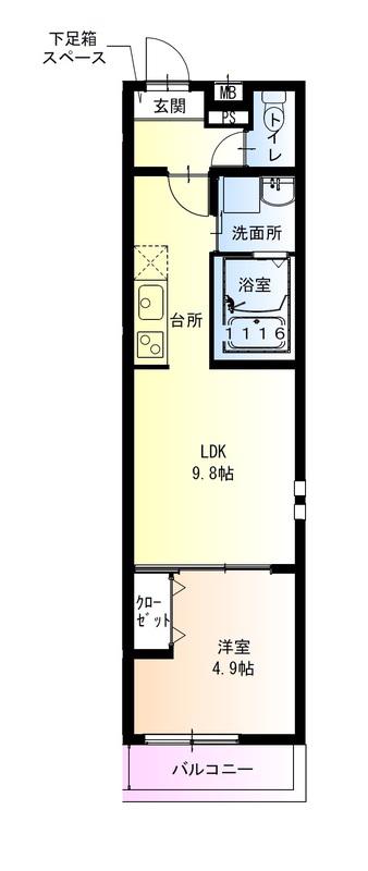 フジパレス神田南通III番館(1LDK/3階)の間取り写真