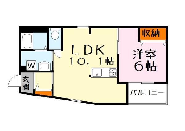 SJS浜大津(1LDK/3階)の間取り写真