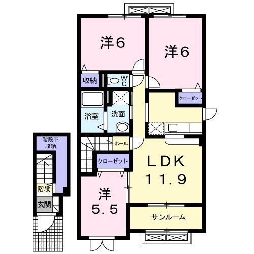 フォルテI(3LDK/2階)の間取り写真