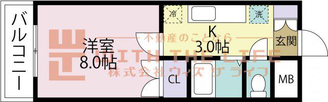 プライマリー日吉町(1K/3階)の間取り写真