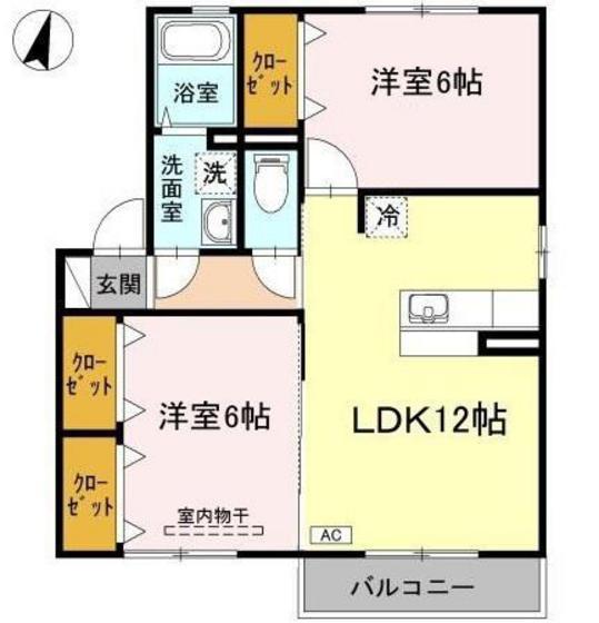 メゾン四季壱番館(2LDK/2階)の間取り写真