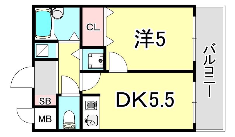 フルール妙法寺(1DK/5階)の間取り写真