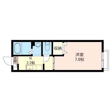 クレスト律(1K/1階)の間取り写真