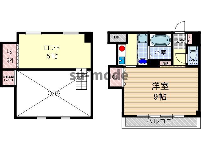 リーベンあさひ総持寺(1K/2階)の間取り写真