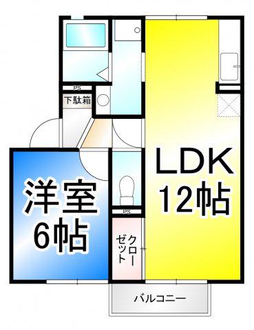 クレープマートル(1LDK/2階)の間取り写真