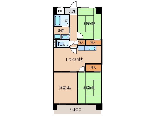 さくら大栄ビル(3LDK/5階)の間取り写真