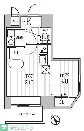 S-RESIDENCE目黒大岡山BRESA(1LDK/4階)の間取り写真