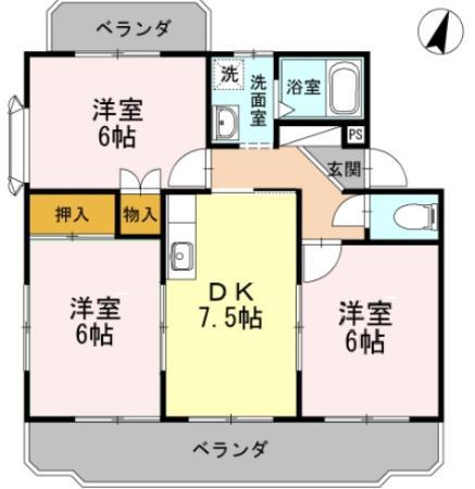 グレースリヴラン(3DK/3階)の間取り写真